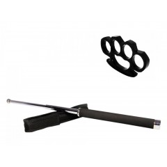 Set baston telescopic 65 cm argintiu + box negru 0.5 cm grosime Set baston telescopic 65 cm argintiu + box negru 0.5 cm grosime