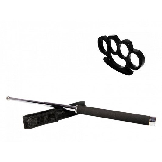 Set baston telescopic 65 cm argintiu + box negru 0.5 cm grosime Set baston telescopic 65 cm argintiu + box negru 0.5 cm grosime