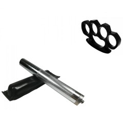 Set baston telescopic din otel, argintiu, 64 cm + box negru 0.5 cm grosime Set baston telescopic din otel, argintiu, 64 cm + box negru 0.5 cm grosime