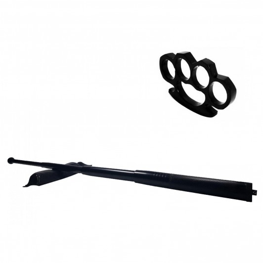 Set baston telescopic din otel, negru, 64 cm + box negru 1 cm grosime Set baston telescopic din otel, negru, 64 cm + box negru 1 cm grosime