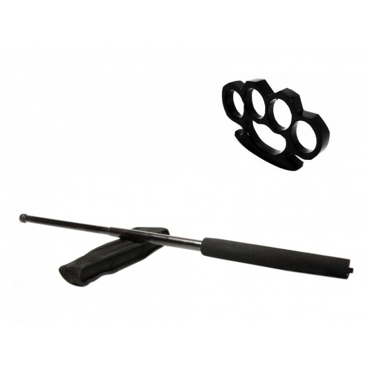 Set baston telescopic negru 50 cm + box negru 0.5 cm grosime Set baston telescopic negru 50 cm + box negru 0.5 cm grosime