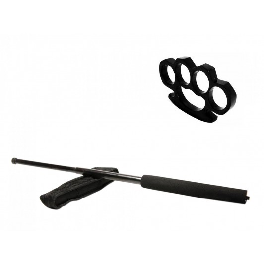 Set baston telescopic negru 50 cm +  box negru 1 cm grosime
