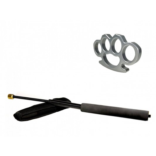 Set baston telescopic flexibil negru 47 cm + box argintiu 0.5 cm grosime Set baston telescopic flexibil negru 47 cm + box argintiu 0.5 cm grosime
