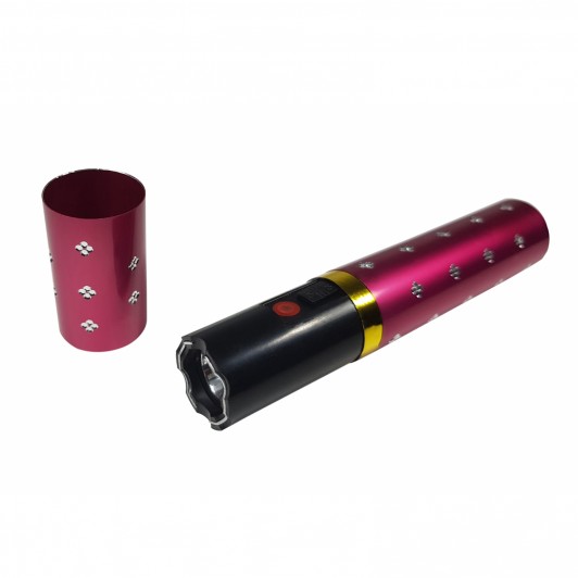 Mini electrosoc in forma de ruj cu lanterna, roz
