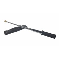 Set baston telescopic flexibil argintiu, maner cauciuc, 47 cm  + box craniu negru