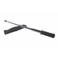 Set baston telescopic flexibil argintiu, maner cauciuc, 47 cm si pumnal/box craniu argintiu