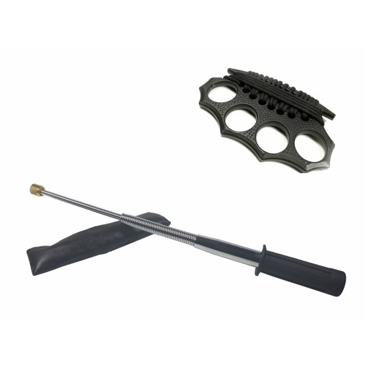 Set baston telescopic flexibil argintiu, maner cauciuc, 47 cm + box negru model nou Set baston telescopic flexibil argintiu, maner cauciuc, 47 cm + box negru model nou