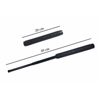 Set baston telescopic Police, 49 cm + box,rozeta craniu negru