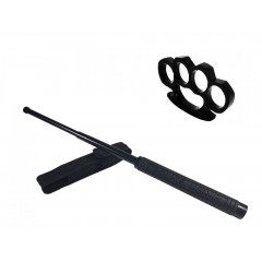 Set baston telescopic Police, 49 cm +  box negru 1 cm grosime