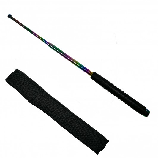 Baston telescopic , Rainbow Siege, otel inoxidabil, 66 cm, 3 sectiuni, multicolor, husa