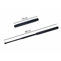 Baston telescopic din otel, negru, 60 cm, 3 sectiuni, husa cadou Baston telescopic din otel, negru, 60 cm, 3 sectiuni, husa cadou