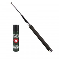 Set autoaparare   , baston telescopic 65 cm si spray paralizant jet 60 ml