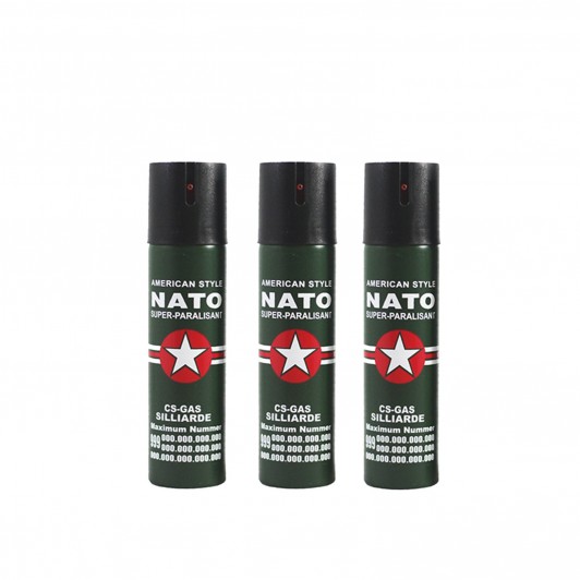 Set 3 sprayuri paralizante   , Nato Defence, propulsie jet, 60 ml, verde