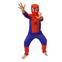 Set costum Spiderman lansator cu ventuze si manusa cu discuri, 100-110 cm, 3-5 ani