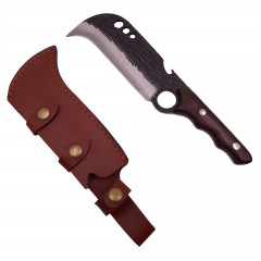 Cutit japonez lucrat manual , Claw of Osaka, 27.5 cm, maro, teaca piele
