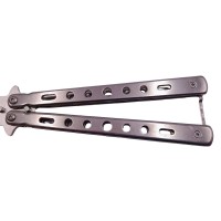 Briceag de antrenament   model fluture, Silver Distortion, otel, 22.5 cm, argintiu