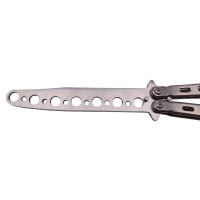 Briceag de antrenament   model fluture, Silver Distortion, otel, 22.5 cm, argintiu