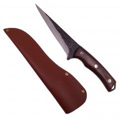 Cutit japonez , lucrat manual, Hunter Sting, 27.5 cm, maro, teaca piele