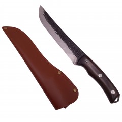 Cutit japonez , lucrat manual, Hunter Pride, 30.5 cm, maro, teaca piele