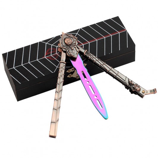 Briceag de antrenament Spider Queen, 23 cm, multicolor, cutie lemn