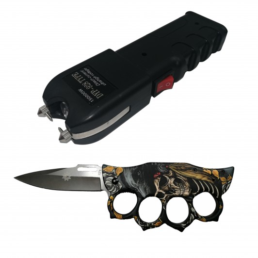 Set autoaparare, electrosoc si box tip briceag, multicolor Set autoaparare, electrosoc si box tip briceag, multicolor