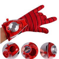 Set costum Spiderman , marime L, 7-9 ani, masca si manusa cu lansator, rosu