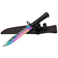 Cutit de vanatoare Rainbow Rambo, 32.5 cm, multicolor, teaca inclusa Cutit de vanatoare Rainbow Rambo, 32.5 cm, multicolor, teaca inclusa