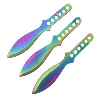 Set trei cutite de aruncat  , Rainbow Territory, otel inoxidabil, 21.5 cm, teaca inclusa