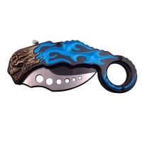 Briceag de vanatoare, Blue Hell Rider, model karambit, 17 cm, albastru