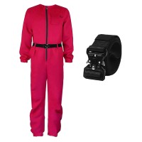 Costum pentru adulti, Jocul Calamarului, marimea S, rosu, centura inclusa