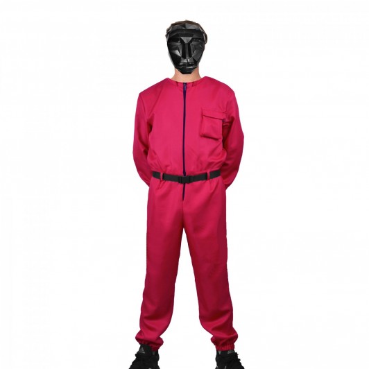 Costum pentru adulti, Jocul Calamarului, model Lider, marimea L, rosu, centura inclusa