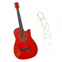 Chitara clasica din lemn, Red Raven, 95 cm, model Cutaway, rosie, corzi incluse