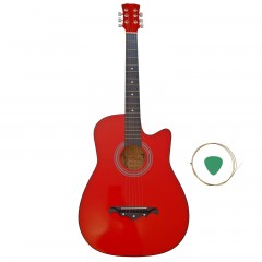 Chitara clasica din lemn, Red Raven, 95 cm, model Cutaway, rosie, pana inclusa