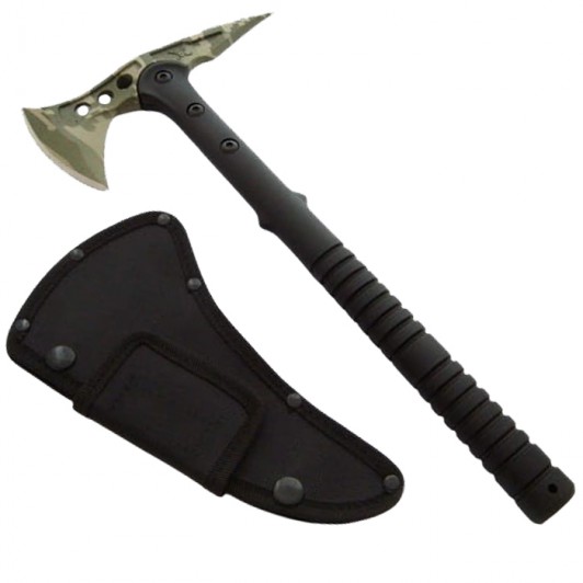 Topor Tactical Camo, otel inoxidabil, verde, 40 cm, teaca inclusa
