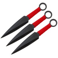 Set trei cutite de aruncat, Ninja Way, otel inoxidabil, negru, 17 cm, teaca inclusa Set trei cutite de aruncat, Ninja Way, otel inoxidabil, negru, 17 cm, teaca inclusa