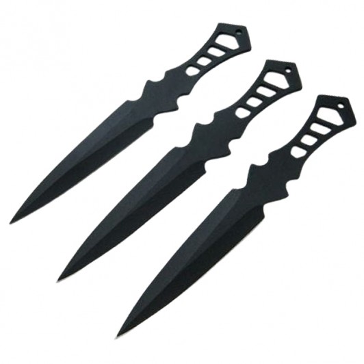 Set trei cutite de aruncat  , Anarchy Way, otel inoxidabil, negru, 19 cm, teaca inclusa