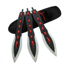 Set trei cutite de aruncat  , Anarchy Blades, otel inoxidabil, negru, 19 cm, teaca inclus