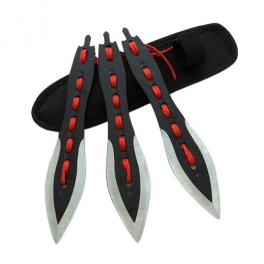 Set trei cutite de aruncat  , Anarchy Blades, otel inoxidabil, negru, 19 cm, teaca inclus
