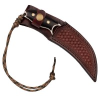 Cutit de vanatoare Apache Saviour, negru, 18 cm, otel damasc, teaca piele Cutit de vanatoare Apache Saviour, negru, 18 cm, otel damasc, teaca piele