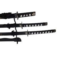 Set 3 sabii decorative, Katane, panoplie, Ninja Warrior, metal, 83 cm, teaca inclusa Set 3 sabii decorative, Katane, panoplie, Ninja Warrior, metal, 83 cm, teaca inclusa