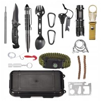 Kit de supravietuire IdeallStore®, Savivour Master, 20 elemente multifunctionale, negru