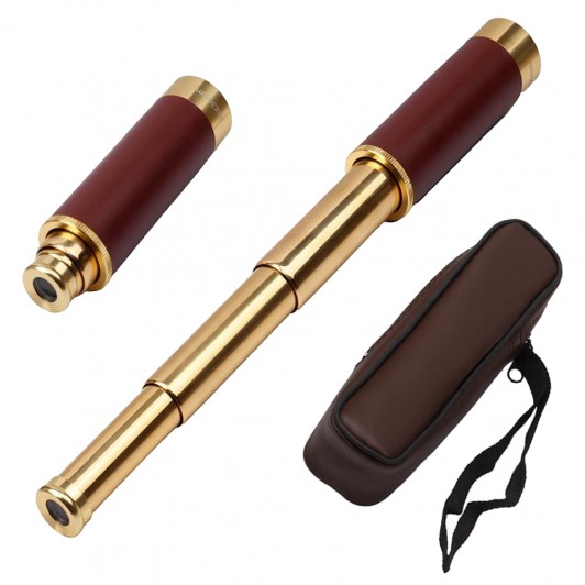 Mini-telescop   , Pirate Life, 25x30, auriu, 33.5 cm, husa piele inclusa