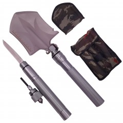 Lopata multifunctionala , Hunting Society, 8 in 1, otel inoxidabil, 62 cm, argintiu