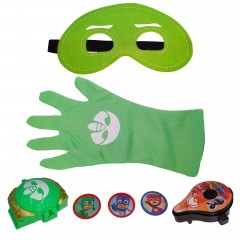 Set manusa si accesorii Eroi in Pijamale  , Sopi Neinfricatul, marime universala, verde