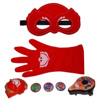 Set costum Eroi in Pijamale si accesorii , Bufnita Amaya, marimea S, 3-5 ani, rosu