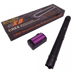Baston electrosoc si lanterna , Rowdy X8, metalic, 35 cm, negru
