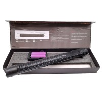 Baston electrosoc si lanterna , Rowdy X8, metalic, 35 cm, negru, acumulator inclus