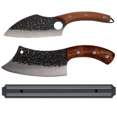 Set macelar  , Japanese Blades, satar, cutit si suport magnetic, otel inxodabil, maro