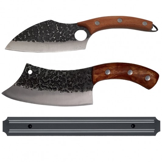 Set macelar  , Japanese Blades, satar, cutit si suport magnetic, otel inxodabil, maro
