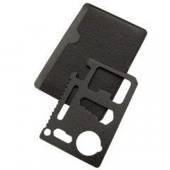 Card supravietuire , multifunctional, otel inoxidabil, 11 functii, negru, husa inclusa